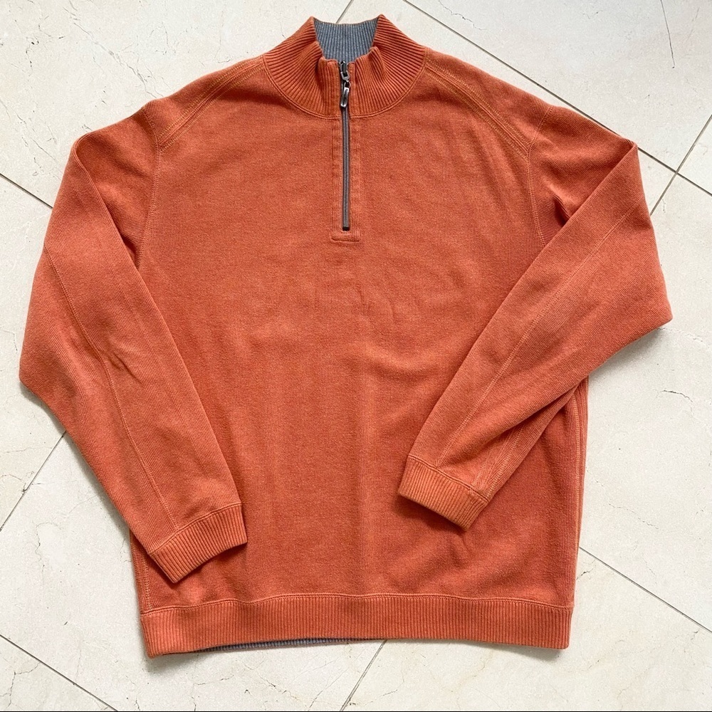 Tommy Bahama Reversable 1/4 Zip Pullover Orange S